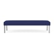 Waterfall Reception Waiting Room Healthcare 3-Seat Bench / Silver Steel / Blue