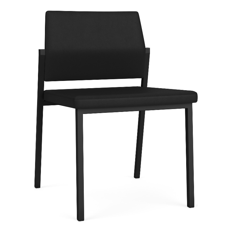 Avon Reception Waiting Armless Chair UPH Seat Back / Black Steel / Black