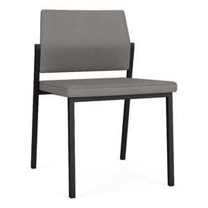 avon reception waiting armless chair uph seat back / black steel / light gray