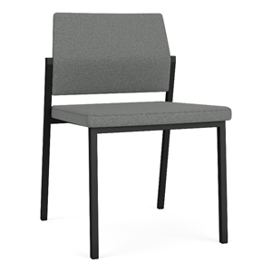 avon reception waiting armless chair uph seat back / black steel / light gray
