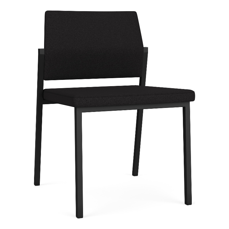 Avon Reception Waiting Armless Chair UPH Seat Back / Black Steel / Black