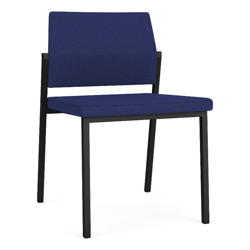 Avon Reception Waiting Armless Chair UPH Seat Back / Black Steel / Blue