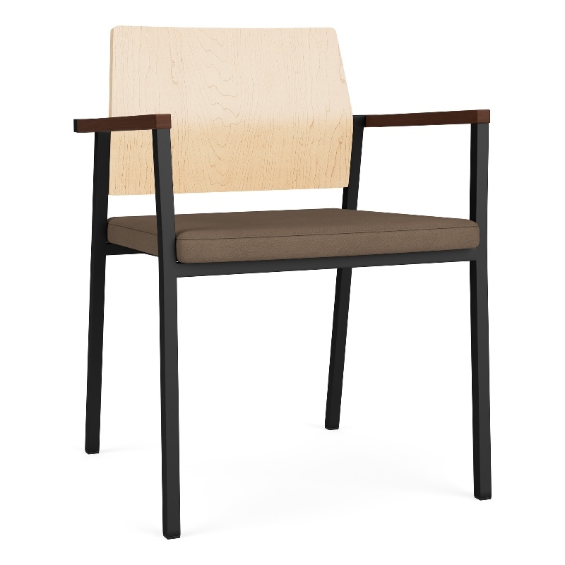 Avon Reception Guest Chair UPH Seat HPL Back / Black Steel / Natural / Brown