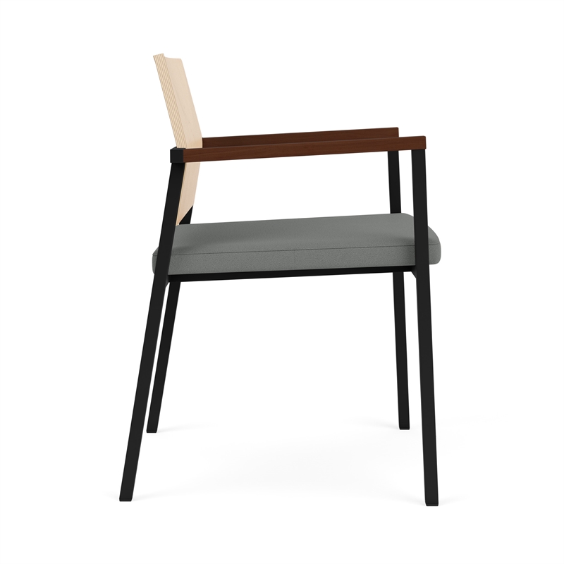 Avon Reception Guest Chair UPH Seat HPL Back / Black Steel / Natural / Gray