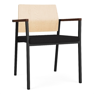 avon reception guest chair uph seat hpl back / black steel / natural / black