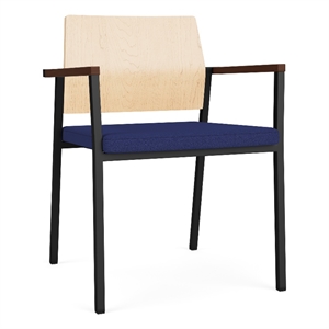 avon reception guest chair uph seat hpl back / black steel / natural / blue