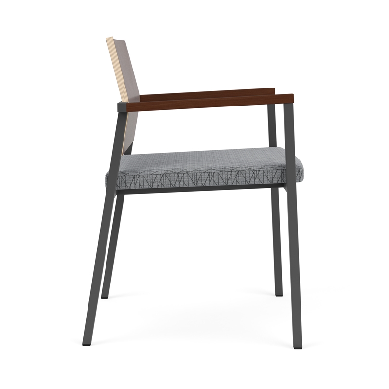 Avon Reception Guest Chair UPH Seat HPL Back / Charcoal Steel / Walnut / Gray