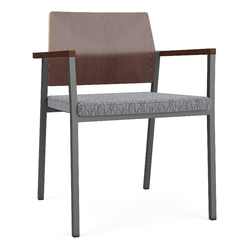Avon Reception Guest Chair UPH Seat HPL Back / Charcoal Steel / Walnut / Gray
