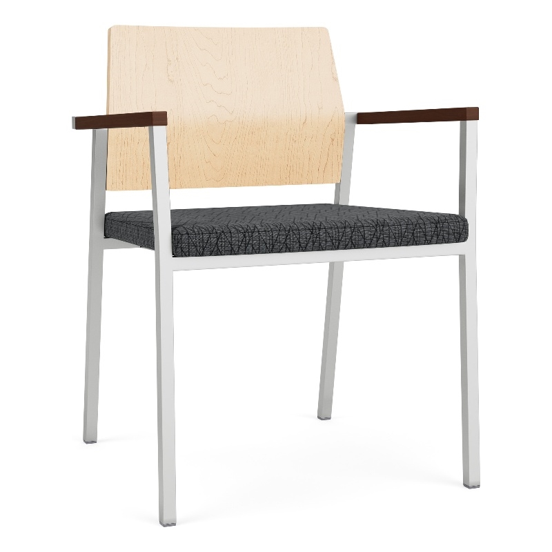 Avon Reception Guest Chair UPH Seat HPL Back / Silver / Natural / Dark Gray