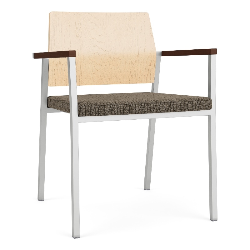 Avon Reception Guest Chair UPH Seat HPL Back / Silver Steel / Natural / Brown