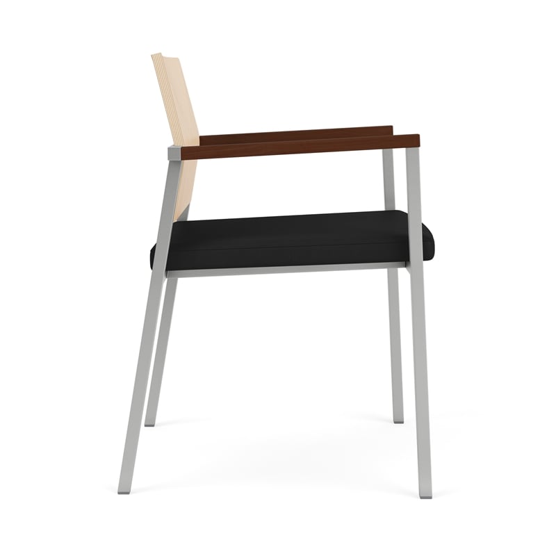 Avon Reception Guest Chair UPH Seat HPL Back / Silver Steel / Natural / Black