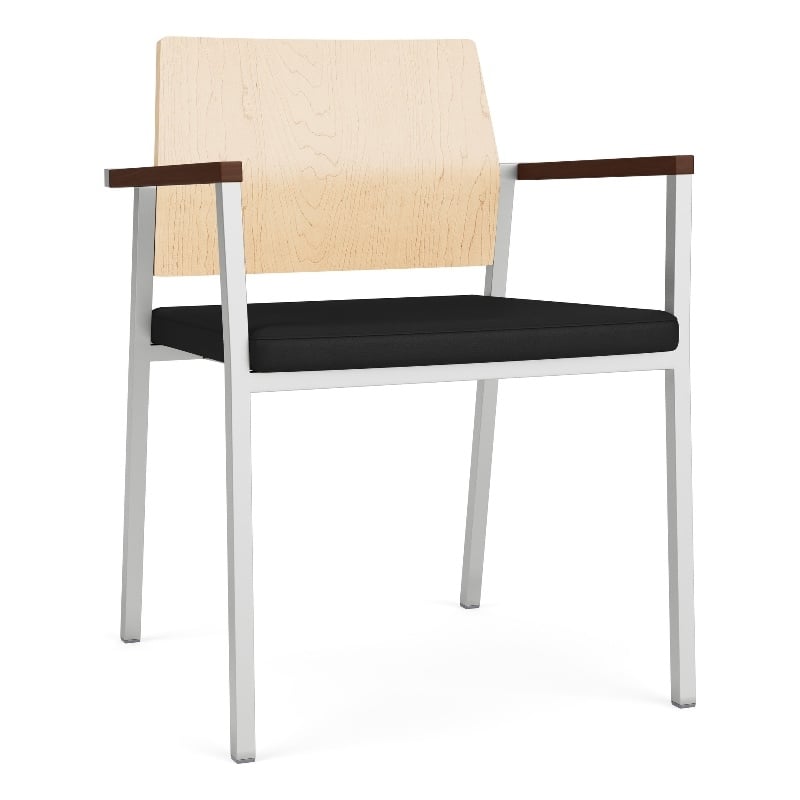 Avon Reception Guest Chair UPH Seat HPL Back / Silver Steel / Natural / Black