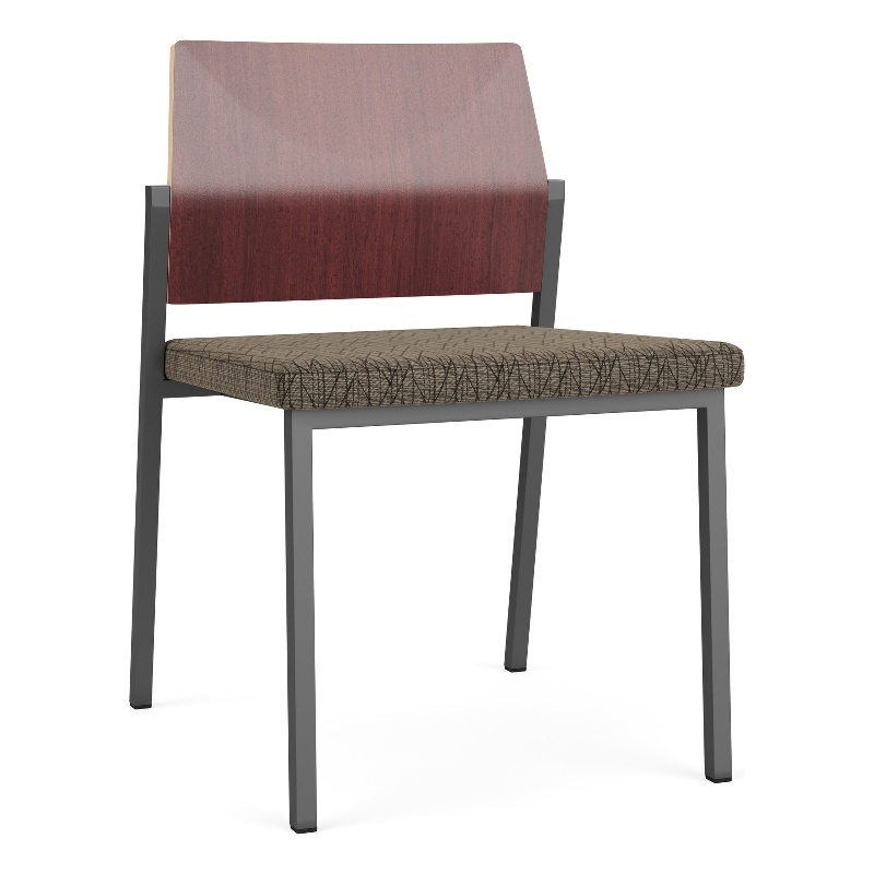 Avon Reception Armless Chair UPH Seat HPL Back / Charcoal / Mahogany / Brown