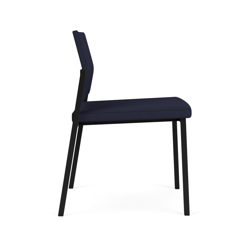 Avon Reception Waiting Armless Chair UPH Seat Back / Black Steel / Navy Blue