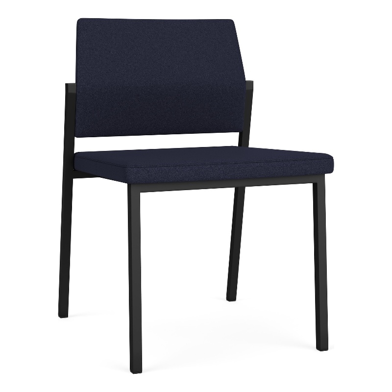 Avon Reception Waiting Armless Chair UPH Seat Back / Black Steel / Navy Blue