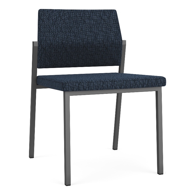 Avon Reception Waiting Armless Chair UPH Seat Back / Charcoal Steel / Blue