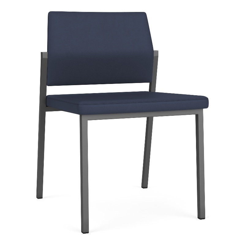 Avon Reception Waiting Armless Chair UPH Seat Back / Charcoal Steel / Blue