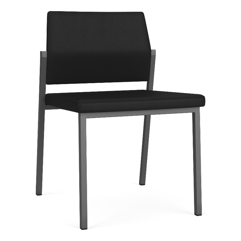 Avon Reception Waiting Armless Chair UPH Seat Back / Charcoal Steel / Black