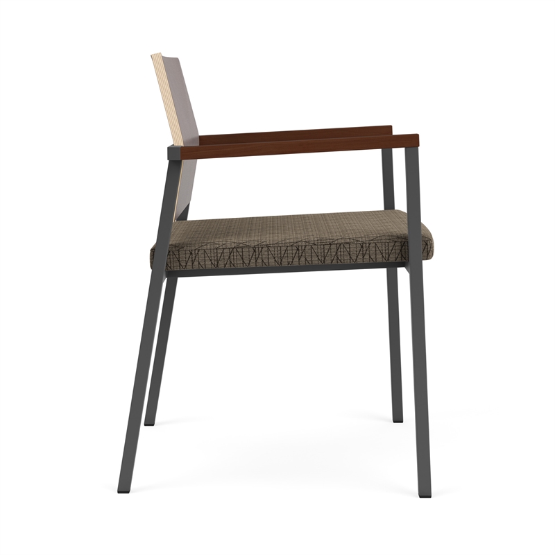 Avon Reception Guest Chair UPH Seat HPL Back / Charcoal Steel / Walnut / Brown