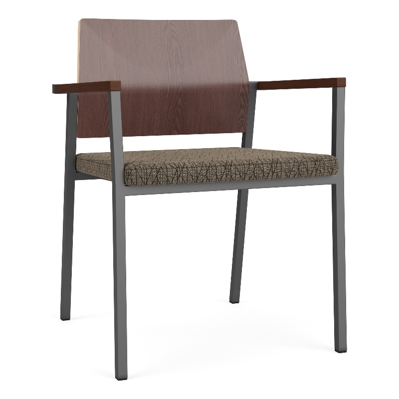 Avon Reception Guest Chair UPH Seat HPL Back / Charcoal Steel / Walnut / Brown