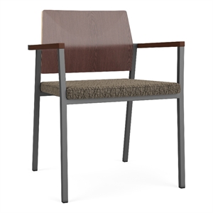 avon reception guest chair uph seat hpl back / charcoal steel / walnut / brown