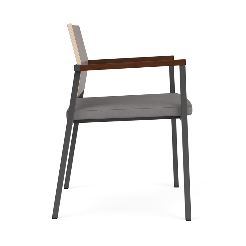 Avon Reception Guest Chair UPH Seat HPL Back / Charcoal Steel / Walnut / Gray