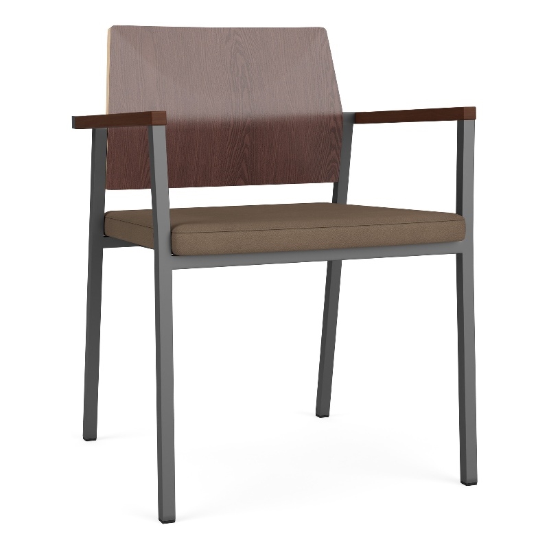Avon Reception Guest Chair UPH Seat HPL Back / Charcoal Steel / Walnut / Brown