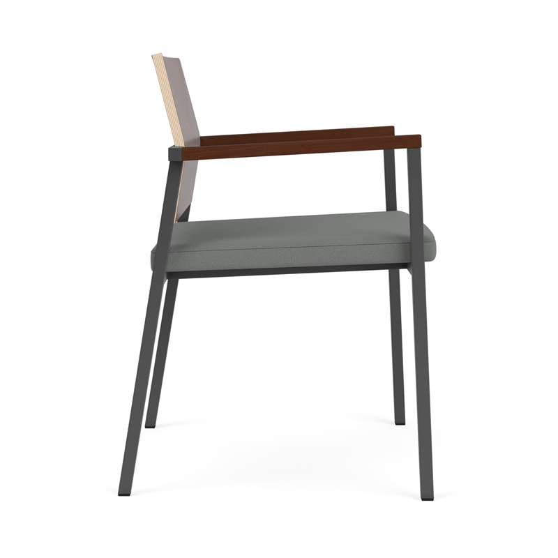 Avon Reception Guest Chair UPH Seat HPL Back / Charcoal Steel / Walnut / Gray