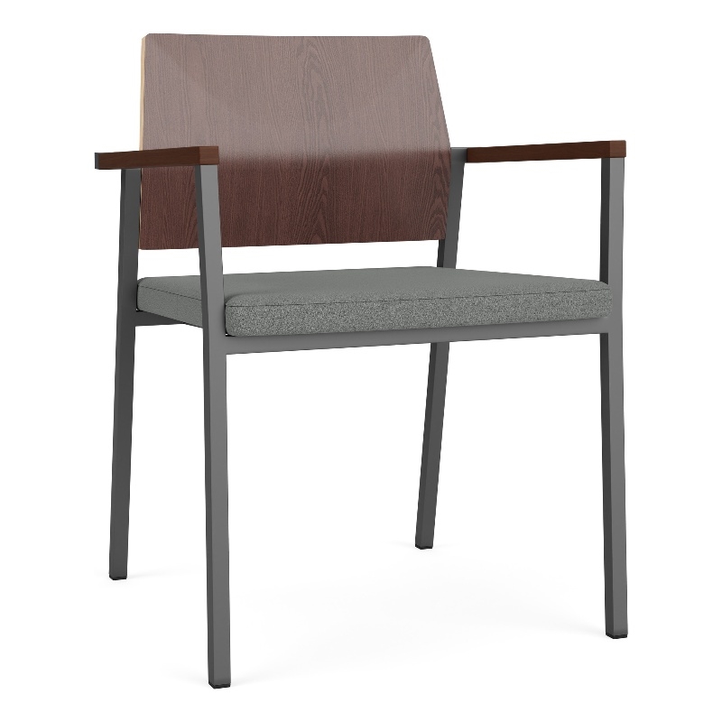 Avon Reception Guest Chair UPH Seat HPL Back / Charcoal Steel / Walnut / Gray