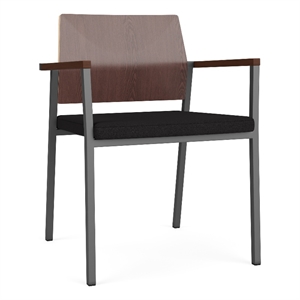 avon reception guest chair uph seat hpl back / charcoal steel / walnut / black