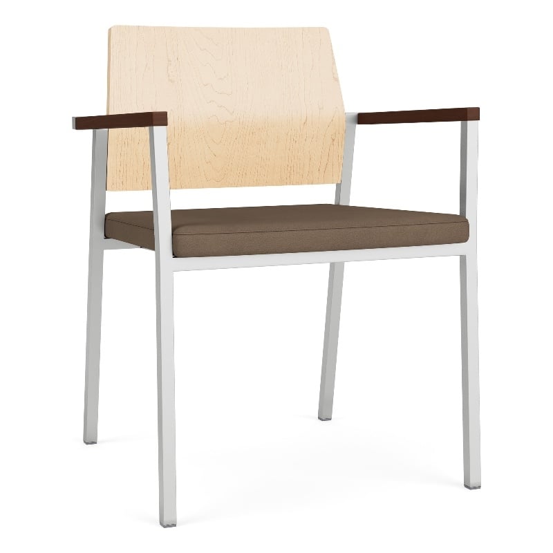 Avon Reception Guest Chair UPH Seat HPL Back / Silver Steel / Natural / Brown