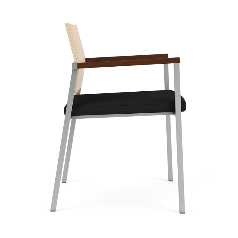 Avon Reception Guest Chair UPH Seat HPL Back / Silver Steel / Natural / Black