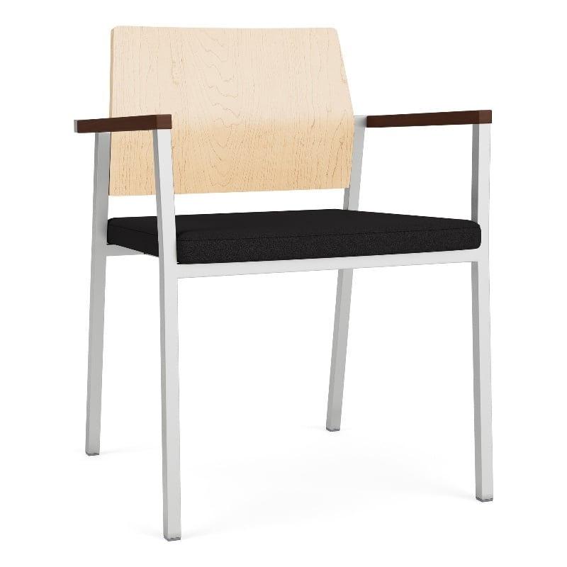 Avon Reception Guest Chair UPH Seat HPL Back / Silver Steel / Natural / Black