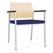 Avon Reception Guest Chair UPH Seat HPL Back / Silver Steel / Natural / Blue