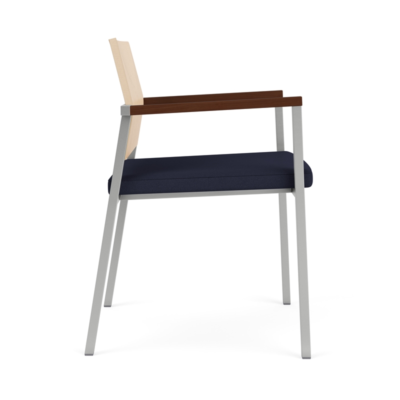 Avon Reception Guest Chair UPH Seat HPL Back / Silver / Natural / Navy Blue