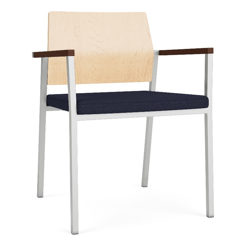 Avon Reception Guest Chair UPH Seat HPL Back / Silver / Natural / Navy Blue