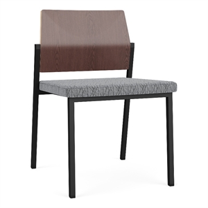 avon reception armless chair uph seat hpl back / black steel / walnut / gray