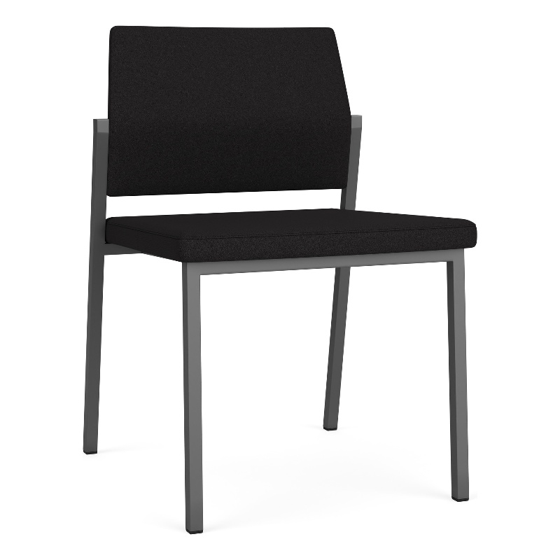 Avon Reception Waiting Armless Chair UPH Seat Back / Charcoal Steel / Black