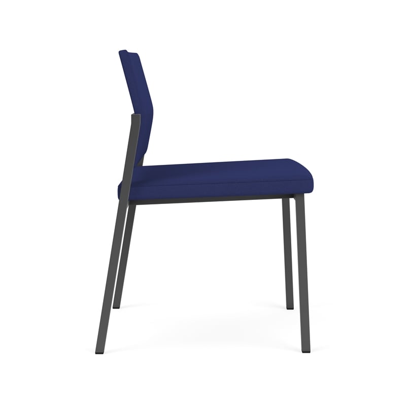 Avon Reception Waiting Armless Chair UPH Seat Back / Charcoal Steel / Blue