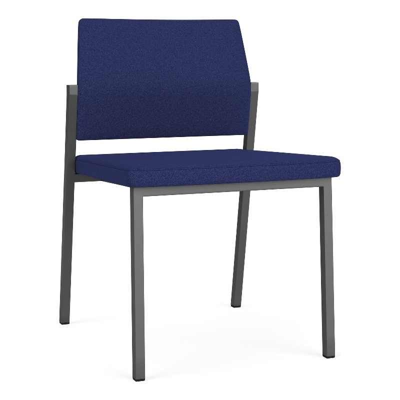 Avon Reception Waiting Armless Chair UPH Seat Back / Charcoal Steel / Blue
