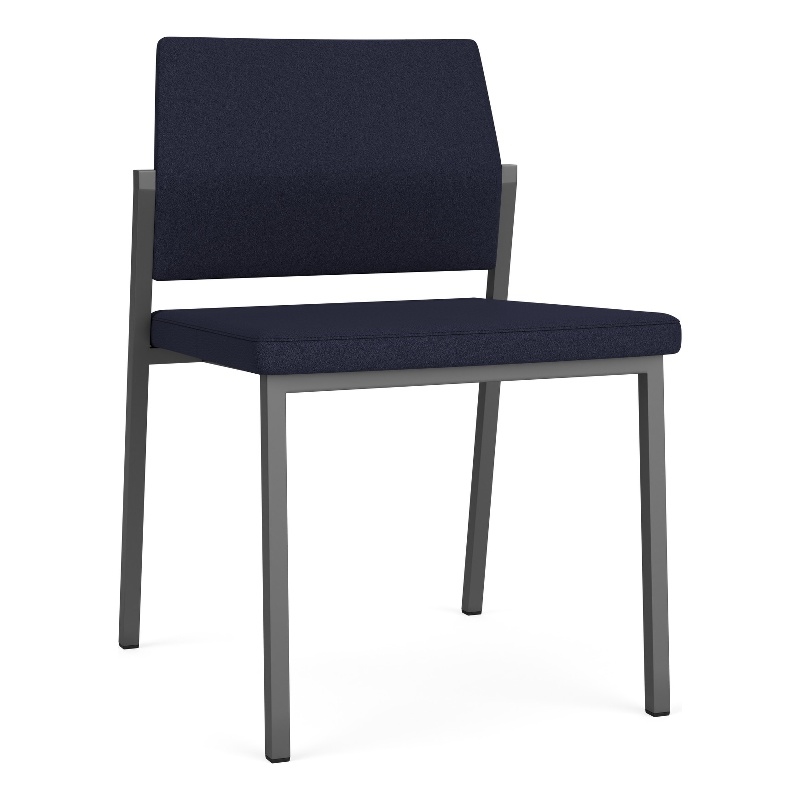 Avon Reception Waiting Armless Chair UPH Seat Back / Charcoal Steel / Navy Blue