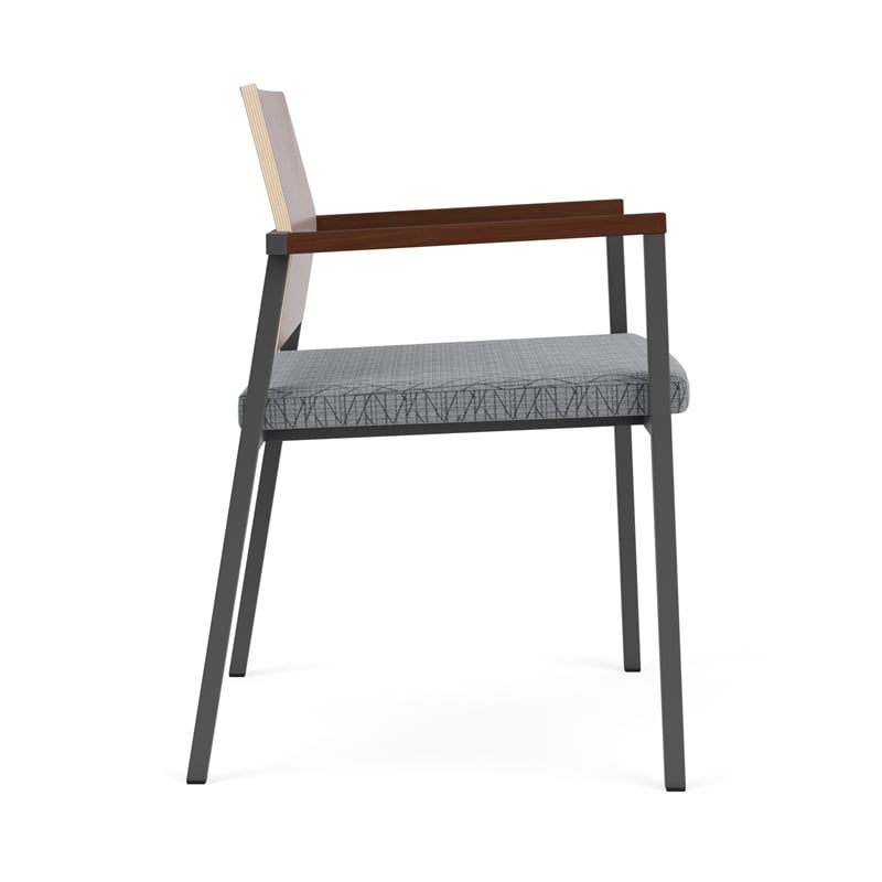 Avon Reception Guest Chair UPH Seat HPL Back / Charcoal Steel / Mahogany / Gray