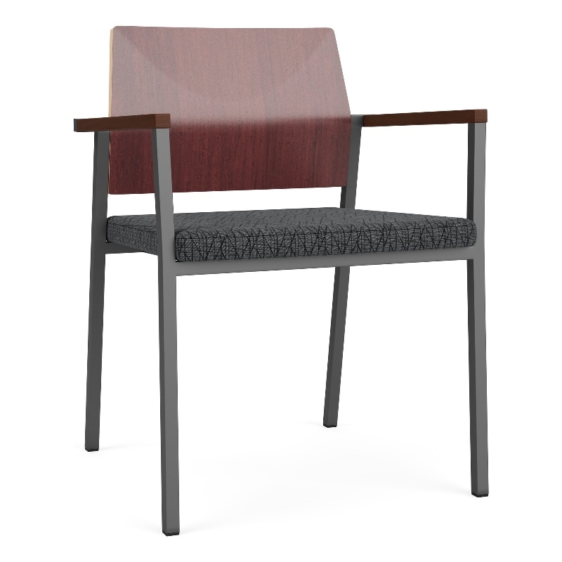 Avon Reception Guest Chair UPH Seat HPL Back / Charcoal / Mahogany / Dark Gray