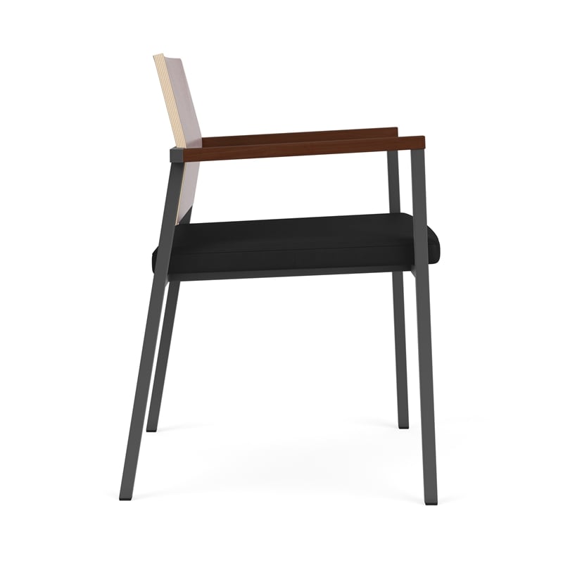 Avon Reception Guest Chair UPH Seat HPL Back / Charcoal Steel / Mahogany / Black