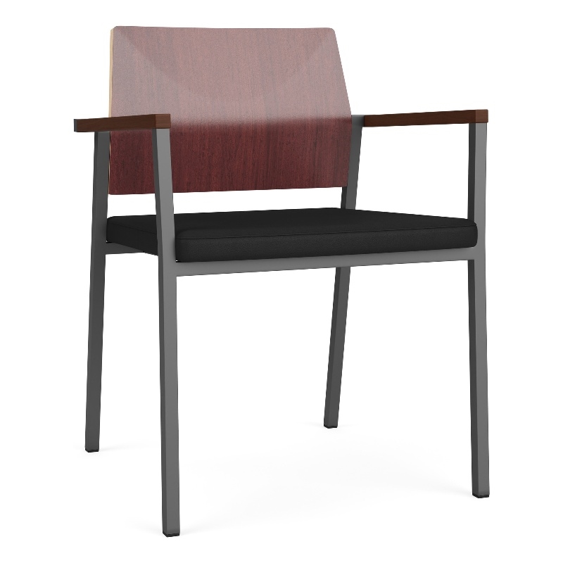 Avon Reception Guest Chair UPH Seat HPL Back / Charcoal Steel / Mahogany / Black