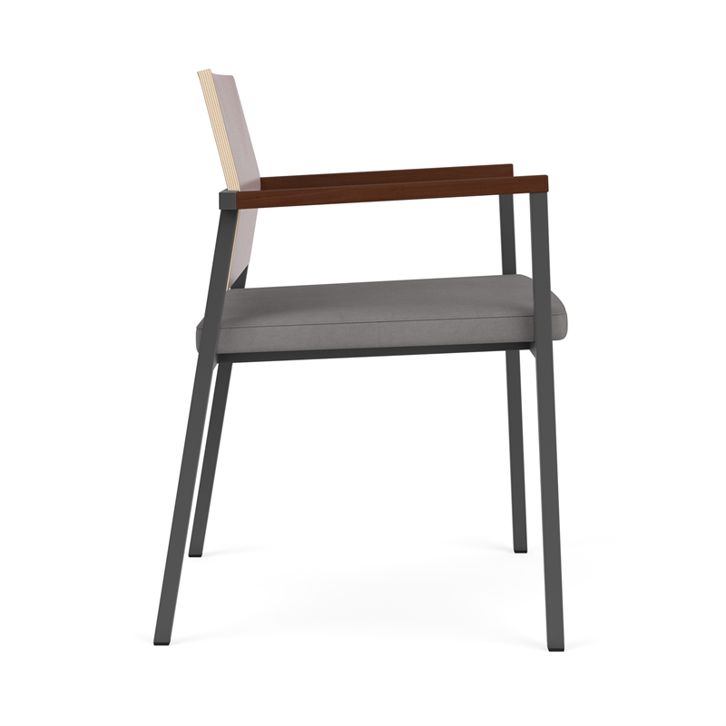 Avon Reception Guest Chair UPH Seat HPL Back / Charcoal Steel / Mahogany / Gray