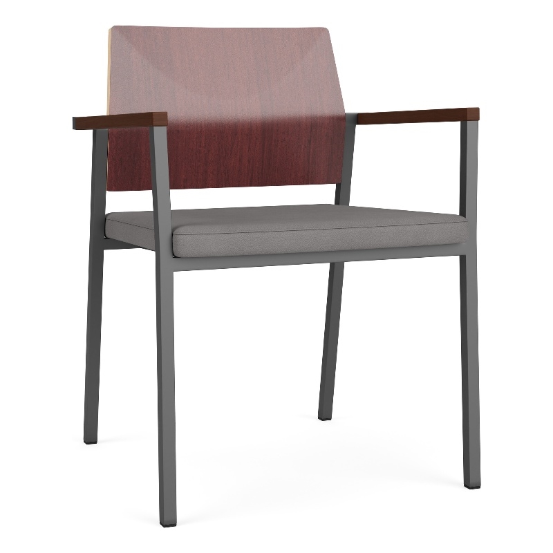 Avon Reception Guest Chair UPH Seat HPL Back / Charcoal Steel / Mahogany / Gray