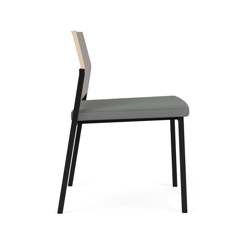 Avon Reception Armless Chair UPH Seat HPL Back / Black Steel / Walnut / Gray