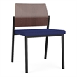 Avon Reception Armless Chair UPH Seat HPL Back / Black Steel / Walnut / Blue