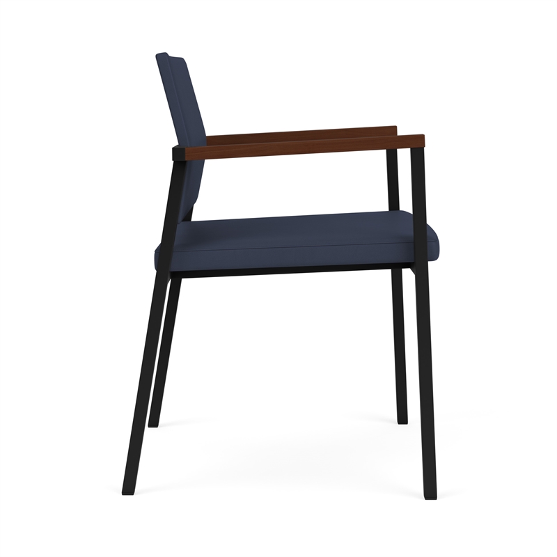 Avon Reception Waiting Room Guest Chair UPH Seat Back / Black Steel / Blue